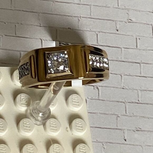 Men's Gold Crystal Encrusted Bling Ring size 11 - Picture 2 of 6